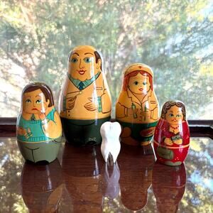 Vintage Belarus Medical Nesting Dolls, Doctor Nurse Dentist Matryoshka